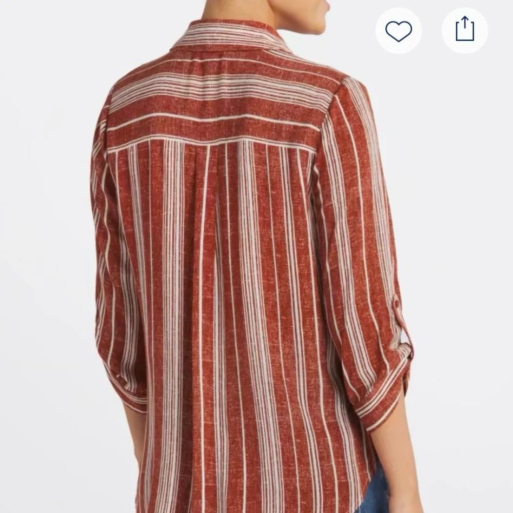 NWOT Rust 3/4 Sleeve Button Down Shirt with Tie Front - Picture 2 of 7